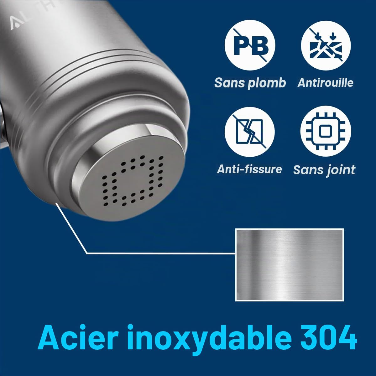 ALTHY T2 Acier inoxydable Filtre à Eau de Robinet Cuisine/Salle de bain