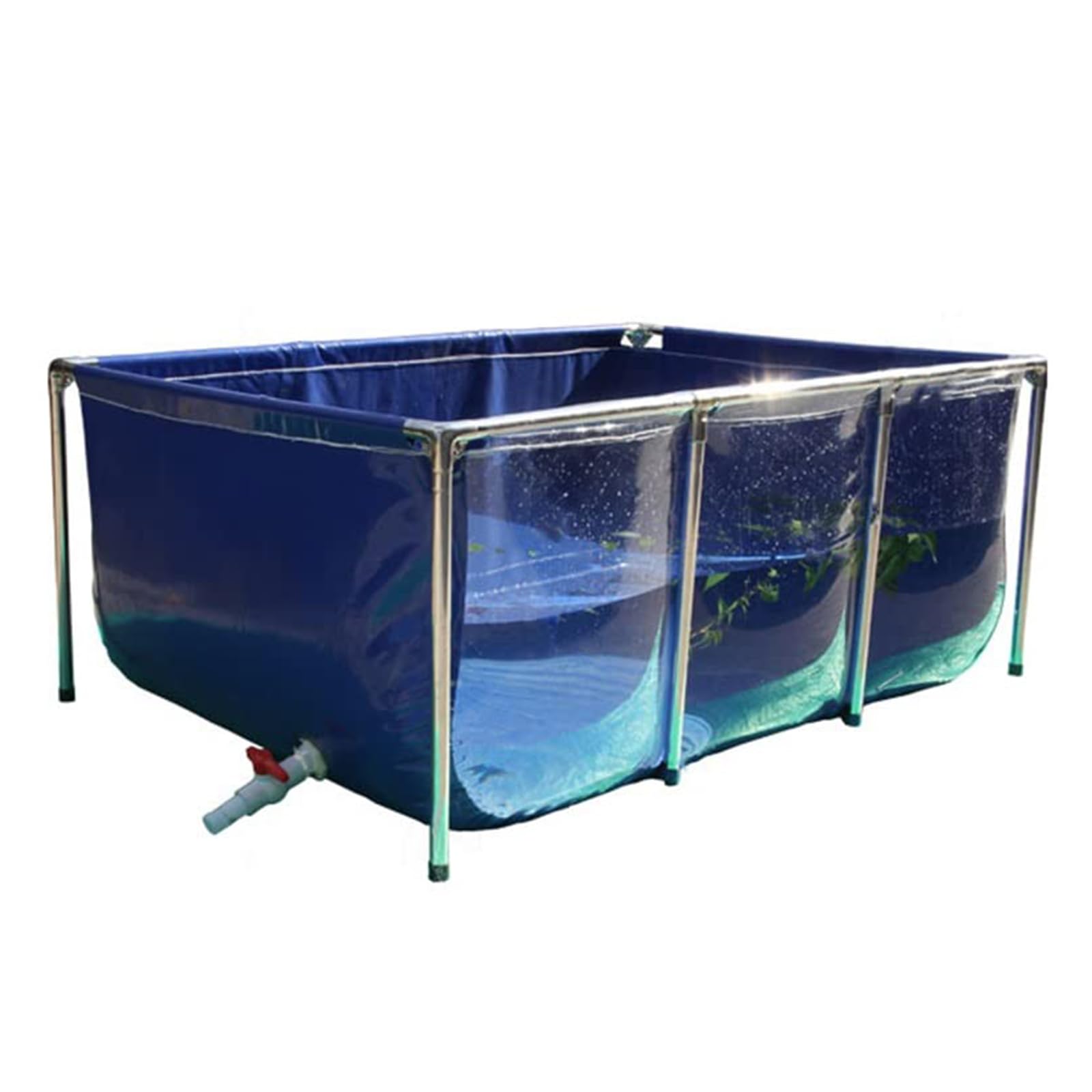 Lar PVC wkładka do stawu rybnego, wodoodporna stal, basen ogrodowy z okienkiem, idealna do hodowli i hodowli roślin, rozmiar 120 x 80 x 51 cm