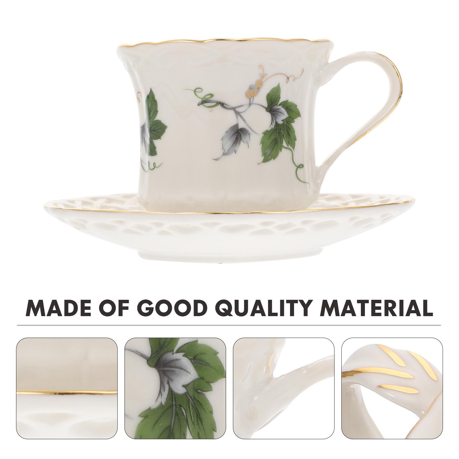 Zerodeko Taza de Té Plato de Cerámica, Juego Blanco Estilo Retro Elegante