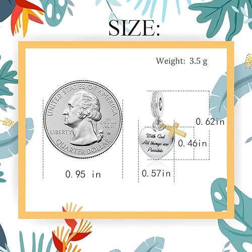 Miniatura 2 de Abalorio de cruz religiosa grabado con texto en inglés "I am with you always inspiring words" (texto en inglés) con texto en inglés "I am with you",