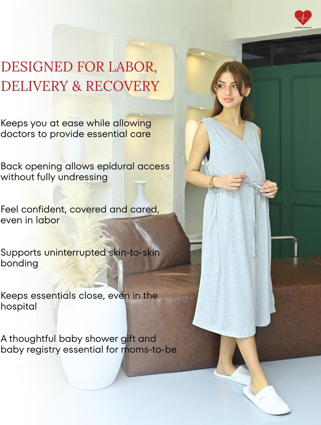 Inspired Comforts Nursing/Delivery/Labor/Hospital Gown - Sleevesless