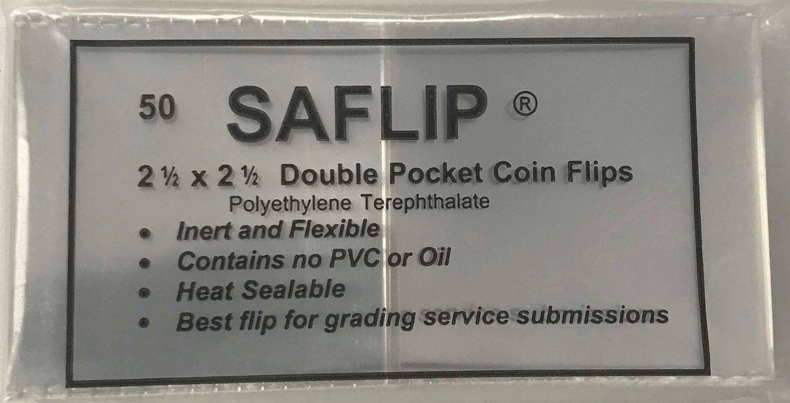 50 Double Pocket 2.5x2.5 SAFLIP Safety Coin Flips by SAFLIP by SAFLIP