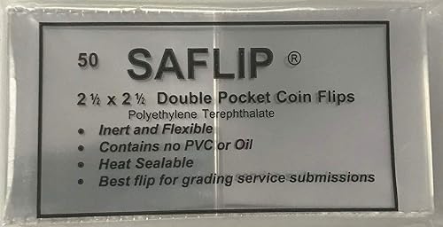 Monedas de seguridad con doble bolsillo (2" x 2", 50 Flips)