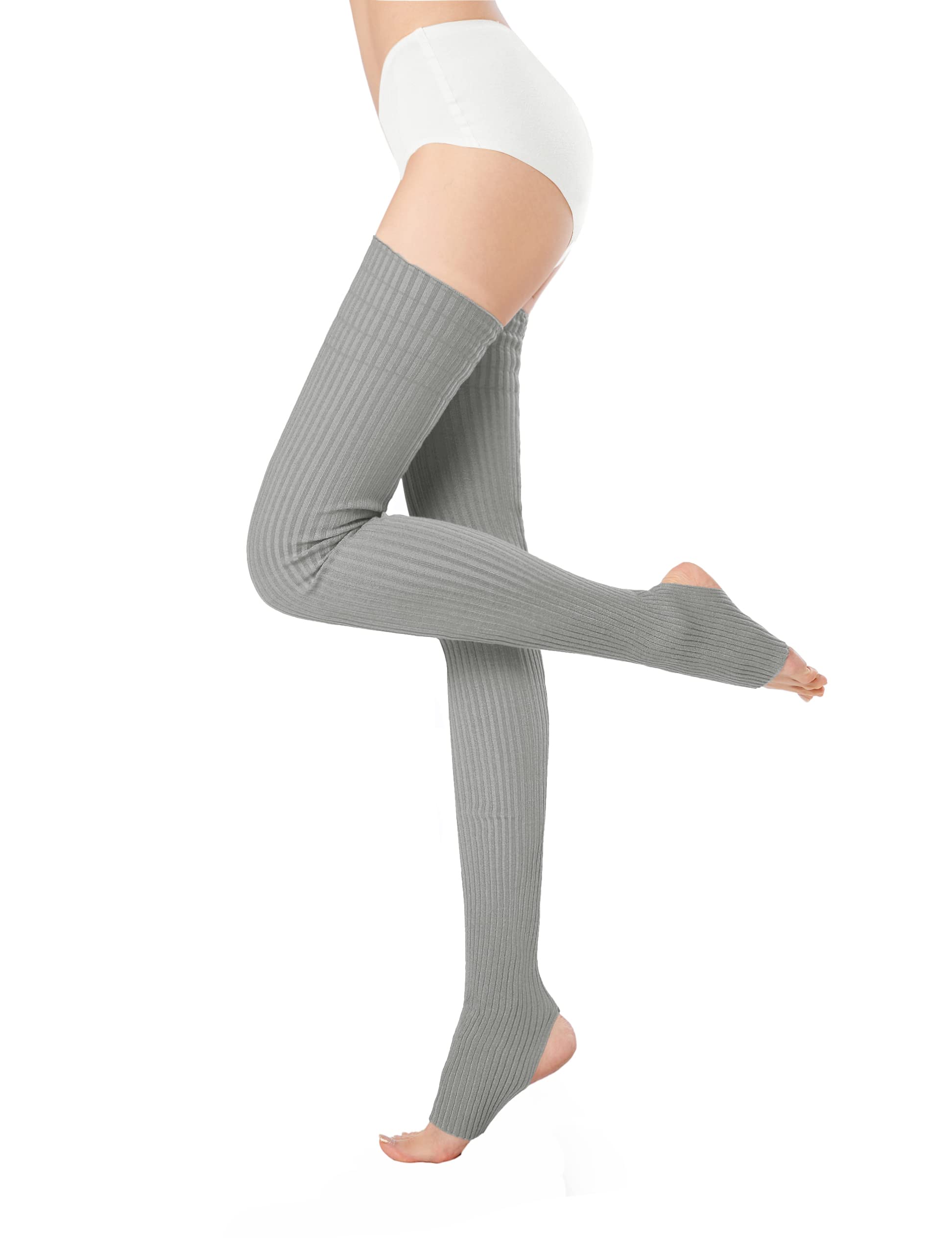 v28 Women Girls Thigh High Neon Ribbed Long 80s 90s Party Skating Leg Warmers