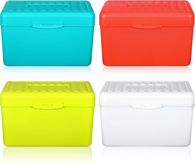 Zonon 4 Pieces Index Card Box Flash Card Holder Notecard