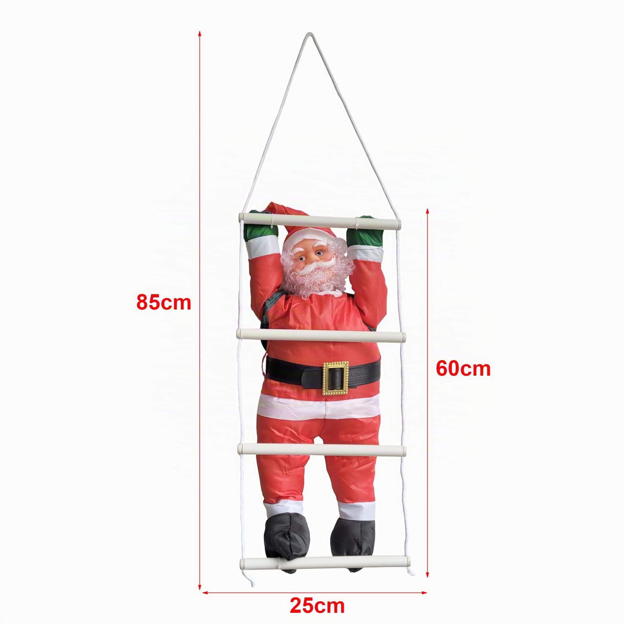 Papá Noel en la Escalera de 90cm a 60cm decoración Interior y Exterior Navidad