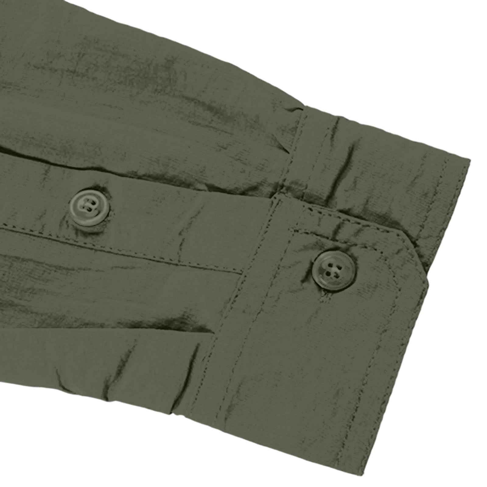 Camisa Hombre de Trabajo Tallas Grandes Cuello Solapa Camisas de Outdoor Senderismo Camping Secado Rápido Casual Camiseta Deporte Manga Larga con Bolsillos Pecho Cómodo Outerwear M-5XL