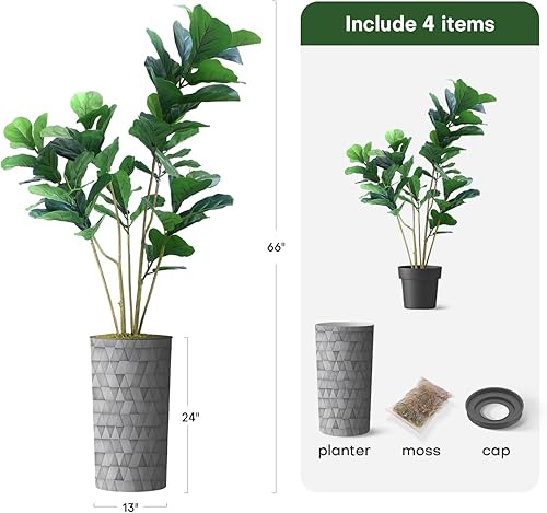 Miniatura 10 de Árbol artificial en macetero moderno con patrón triangular, olivo artificial de seda para decoración del hogar en interiores y exteriores, altura