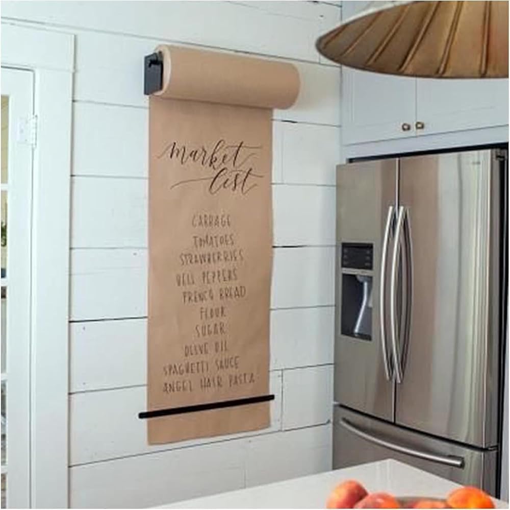 Distributeur de Papier Kraft, Distributeur et Coupe-Papier Mural, Cadre en Acier Noir, Cuisine/Bureau of(Size:37cm/14.5inch)