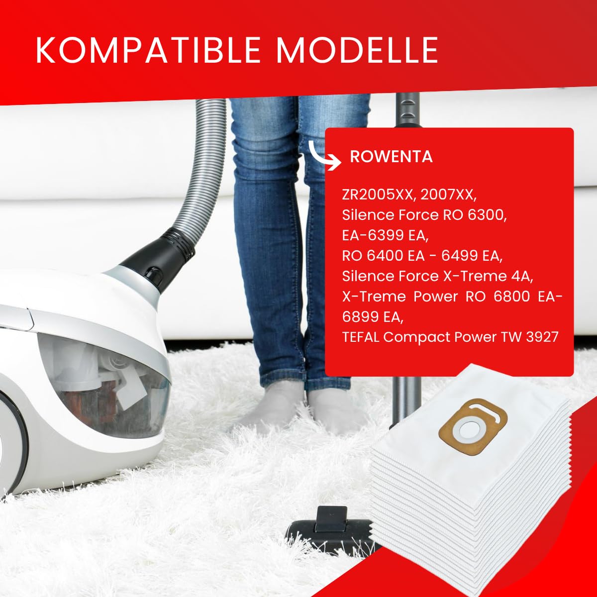 10 Sac Pour Aspirateur Rowenta Silence Force Compact Power X-Trem Power