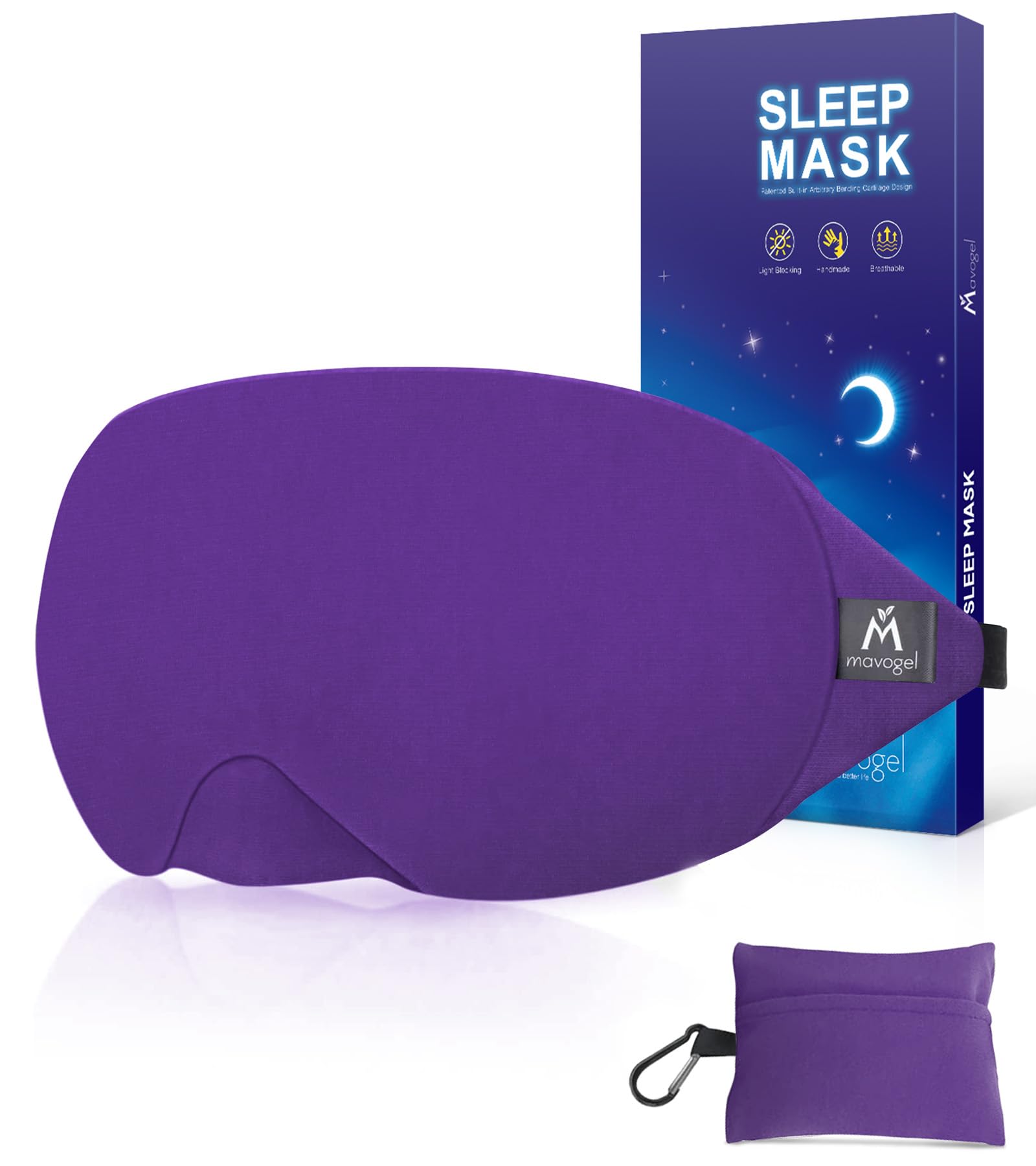 Mavogel Cotton Sleep Eye Mask - Updated Design Light Blocking with Adjustable Nose Bridge, Soft and Comfortable Night Eye Mask for Men Women, Eye Blinder for Shift Work, Includes Travel Pouch, Black — view 9