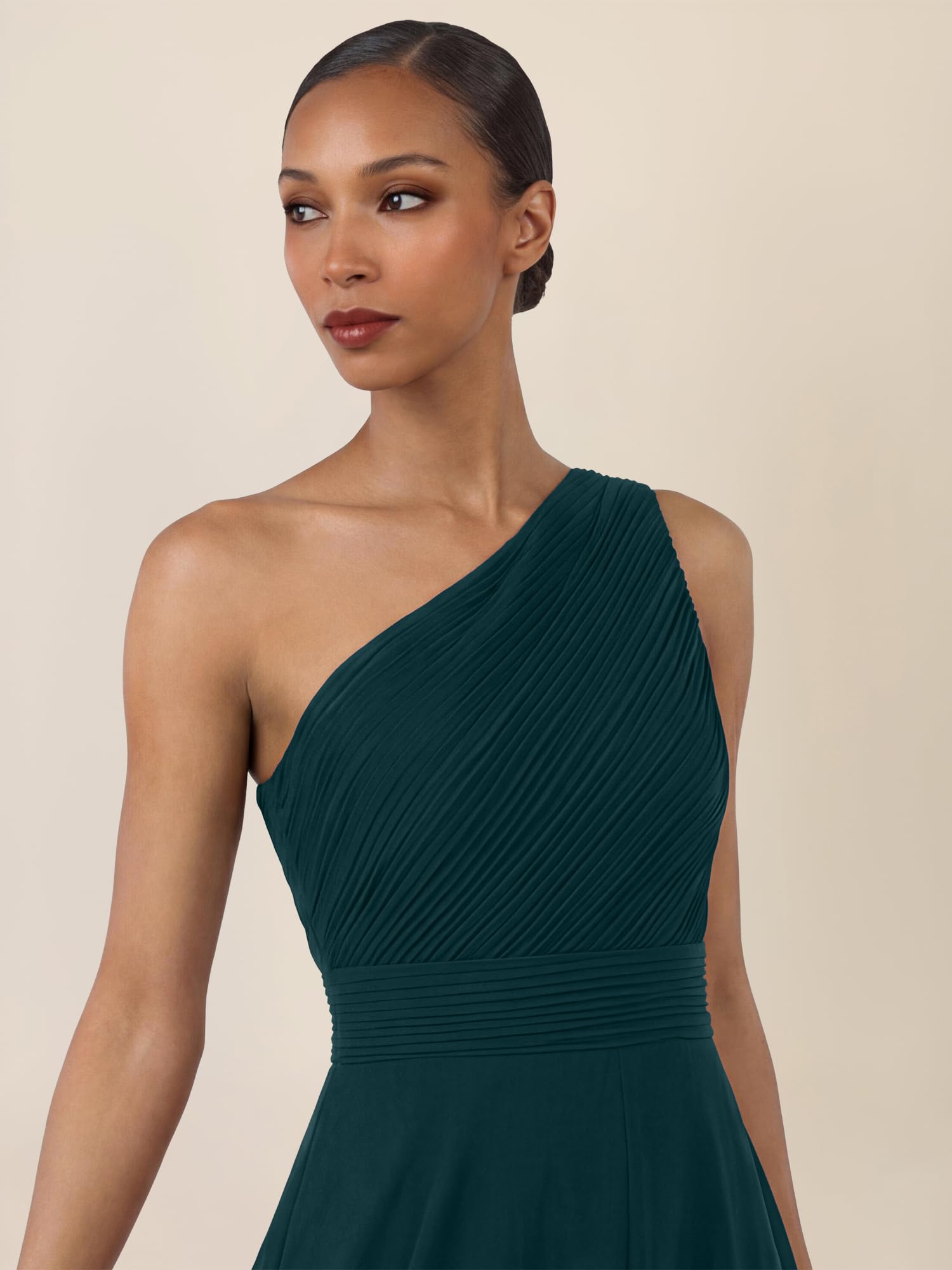 APART Fashion Damen One-Shoulder Chiffonkleid Abendkleider (1er Pack)