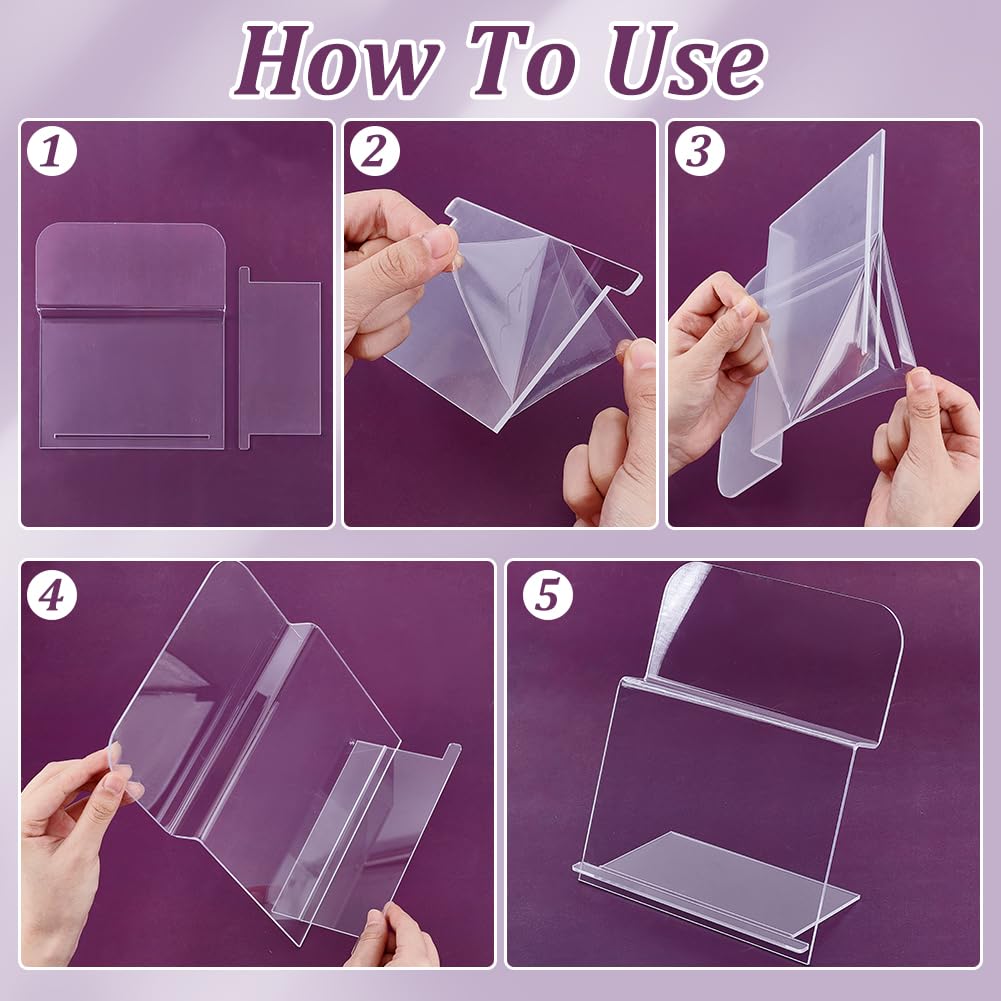 AHANDMAKER Paquete de 4 soportes acrílicos para carteles, 7 x 3 pulgadas, soporte acrílico para tarjetas de mesa, soporte de papel de escritorio para tarjetas de felicitación, menú, imagen, para boda,