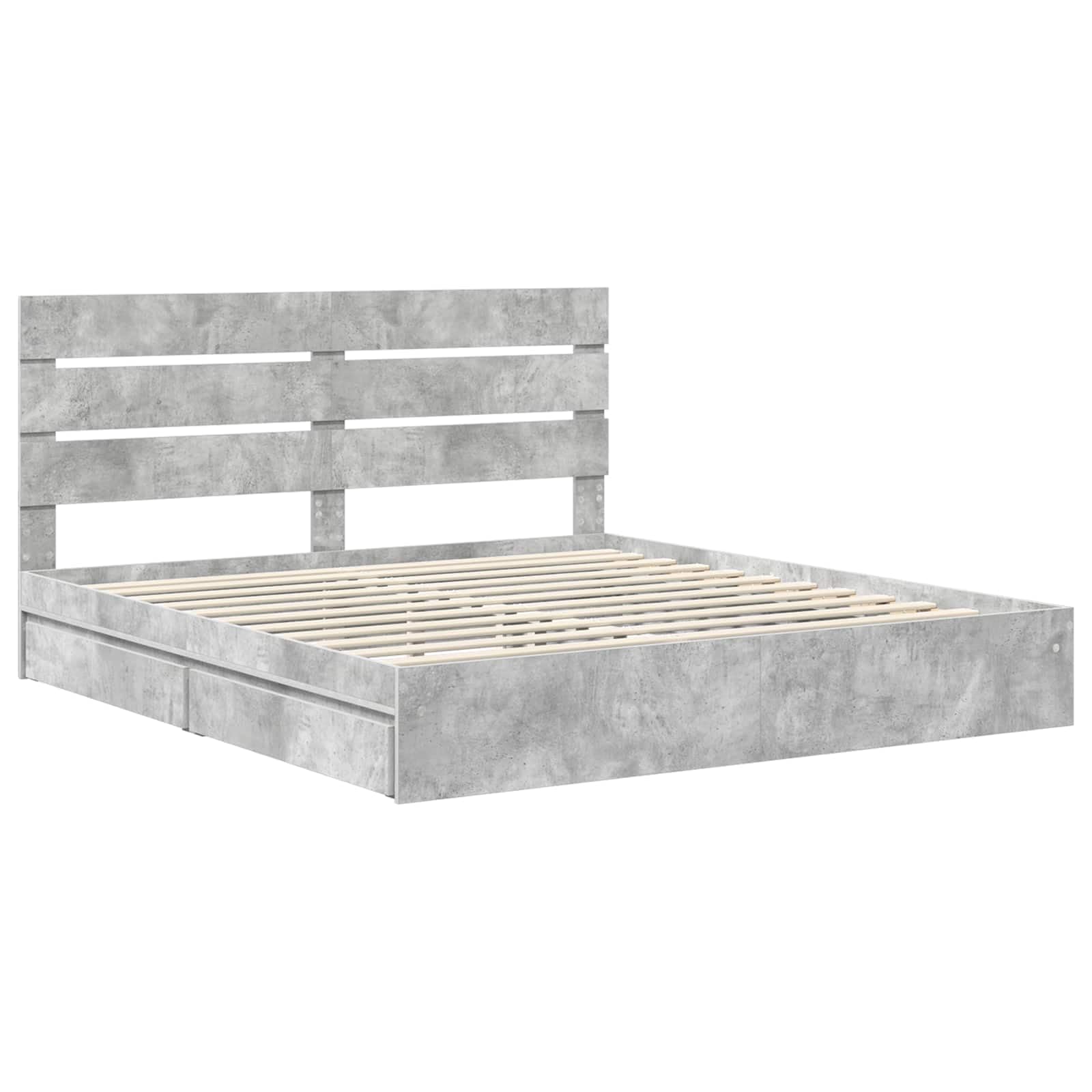 Letto Con Contenitore Con Testiera Grigio Cemento 200x200 cm