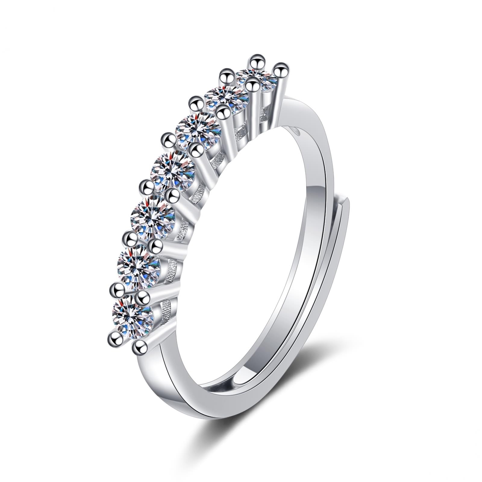 Moissanite obrączka ślubna białe złoto pierścionek dla kobiet 18K z błyszczącą cyrkonią sześcienną rozmiar H 1/2 moda dla siostry biżuteria urodzinowa