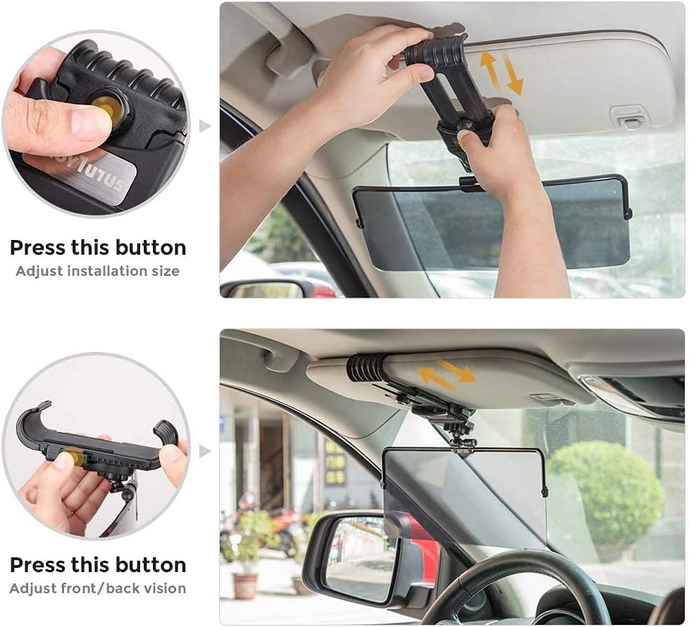 JoyTutus Polarized Sun Visor Extender for Car, Protect from Glare/Dazzling/Stray Light/UV Ray, Safe Driving for Car SUV, Fits 4.7''- 7.8'' Original Visor