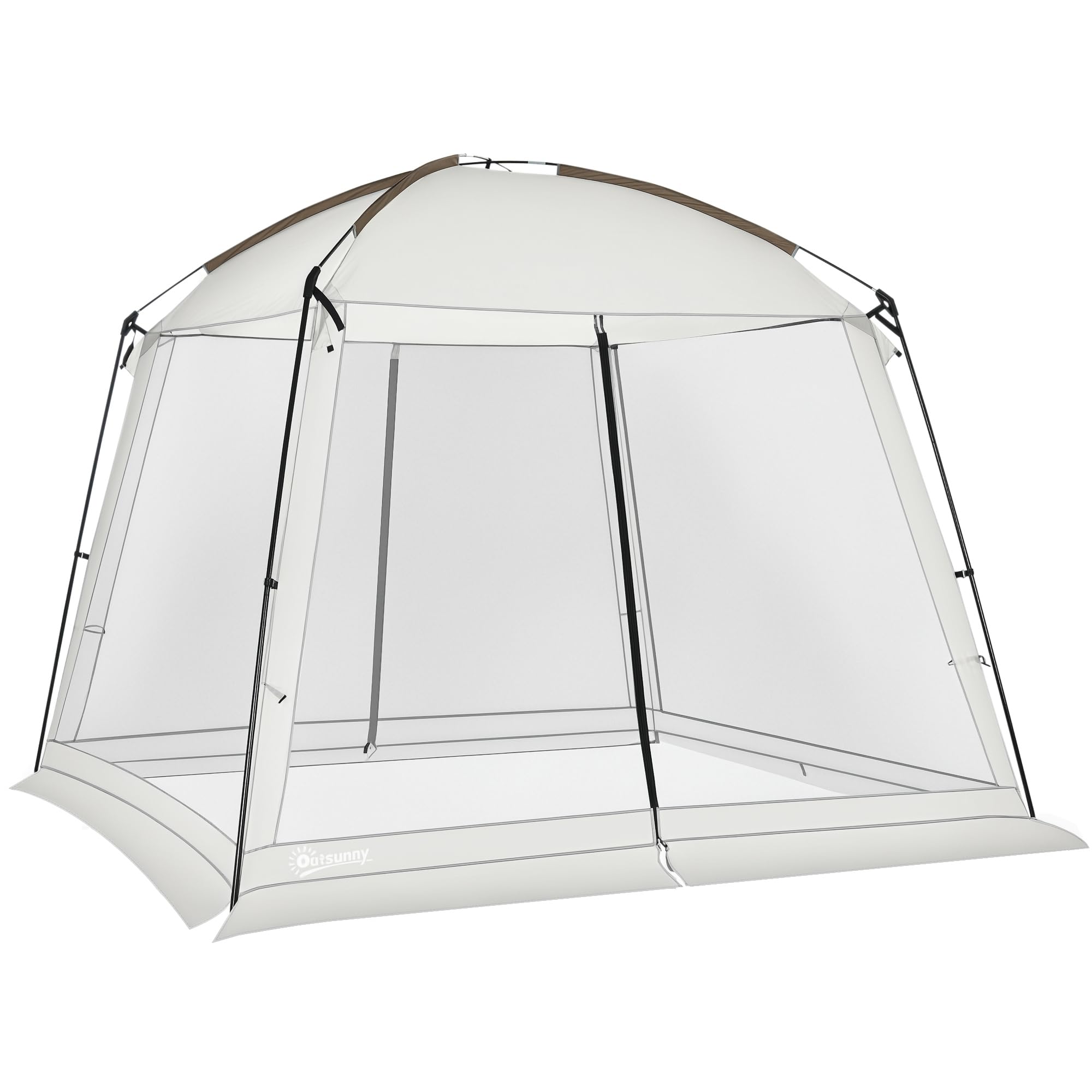 Outsunny Carpa de Jardín 3x3 m para 6-8 Personas con 4 Mosquiteras Blanco | Cenador, 2 Puertas, Protección UV50+, Bolsa de Transporte, Carpa para Camping Terraza Patio Exterior
