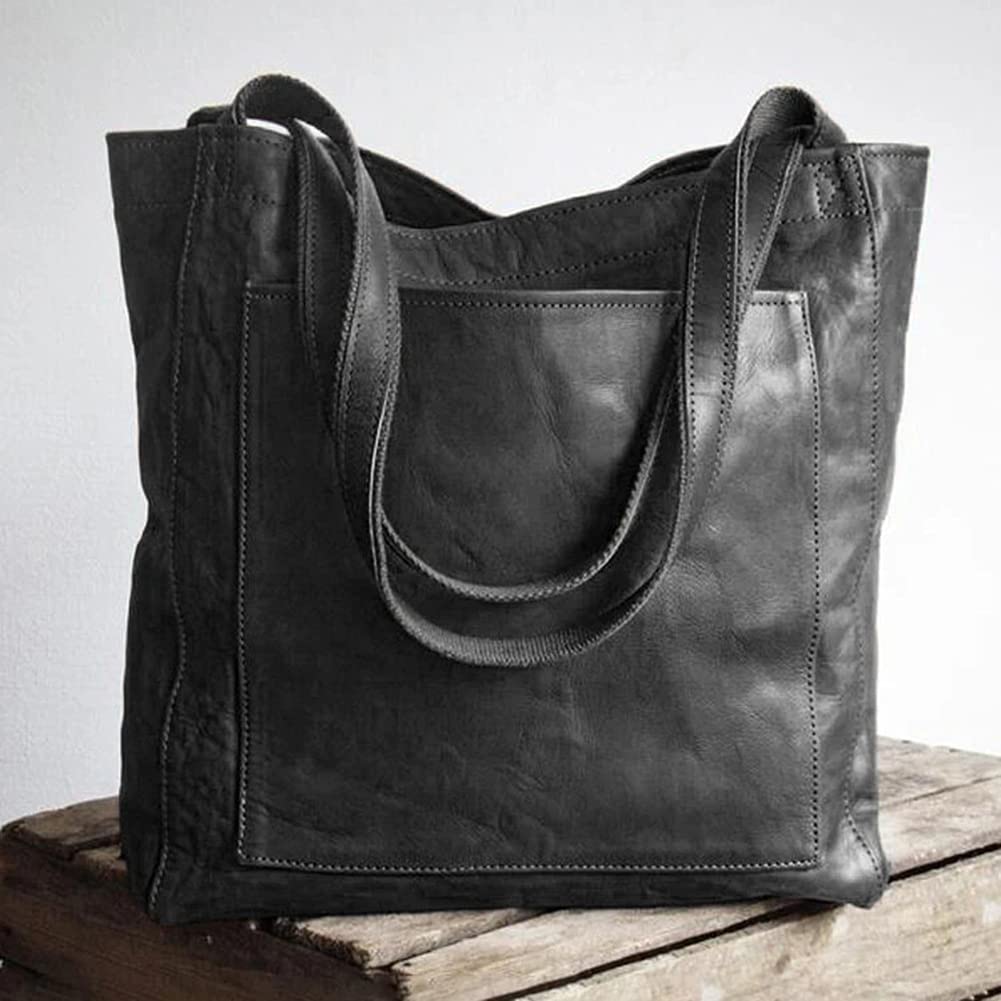 Borsa a Tracolla da Donna Grande in Morbida Pelle PU - Casual per Lavoro, Viaggi e Shopping (Nero)