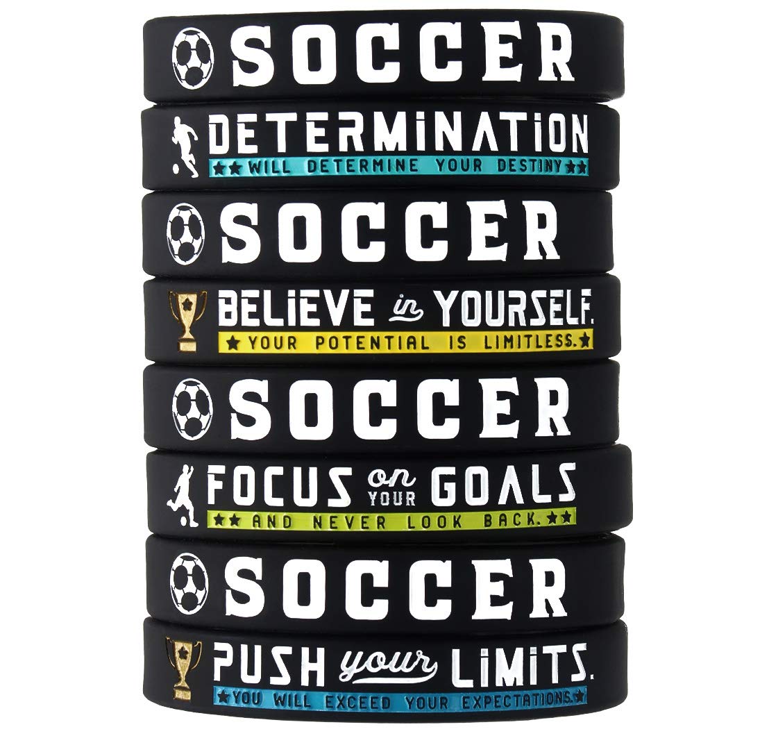Inkstone Soccer Bracelets with Motivational Sports Quotes Silicone Rubber Wristbands Gift