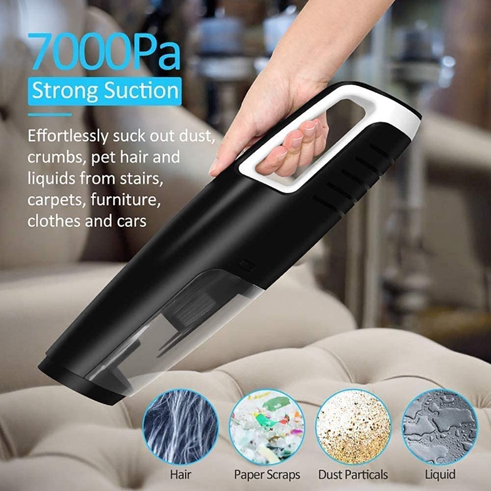 Aspirapolvere Portatile, Leggero con Potente aspirazione, 120W 7000PA Aspirapolvere Aspirapolvere Acciaio Inossidabile Carica Rapida per la casa di casa