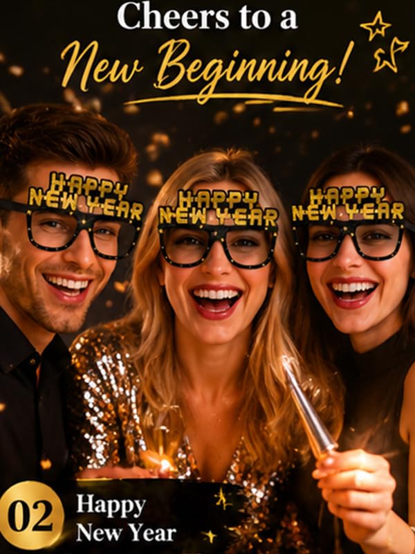 ASVNRES Happy New Year’s Eve Glasses 2027 - Pack Of 6, Happy New Year Eve Party Glasses Decorations Supplies 2027 (6) - Image 3