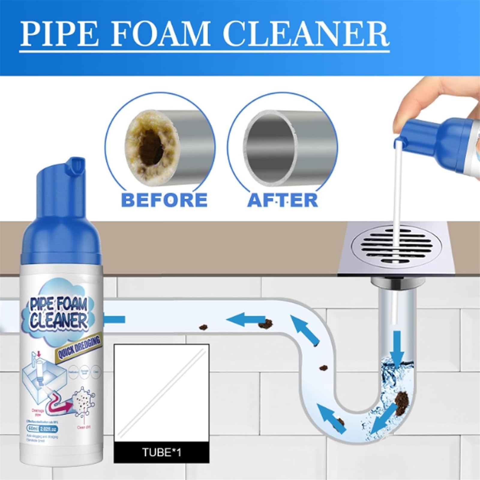 Foam Drain Cleaner,Get out Foaming Drain Cleaner,Sink Cleaner and Deodorizer, Bathroom Drain Unblocker,Bathroom Sink Unblocker,Liquid Hair Drain Clog Remover for Kitchen Drain, Sinks, Tubs (3)