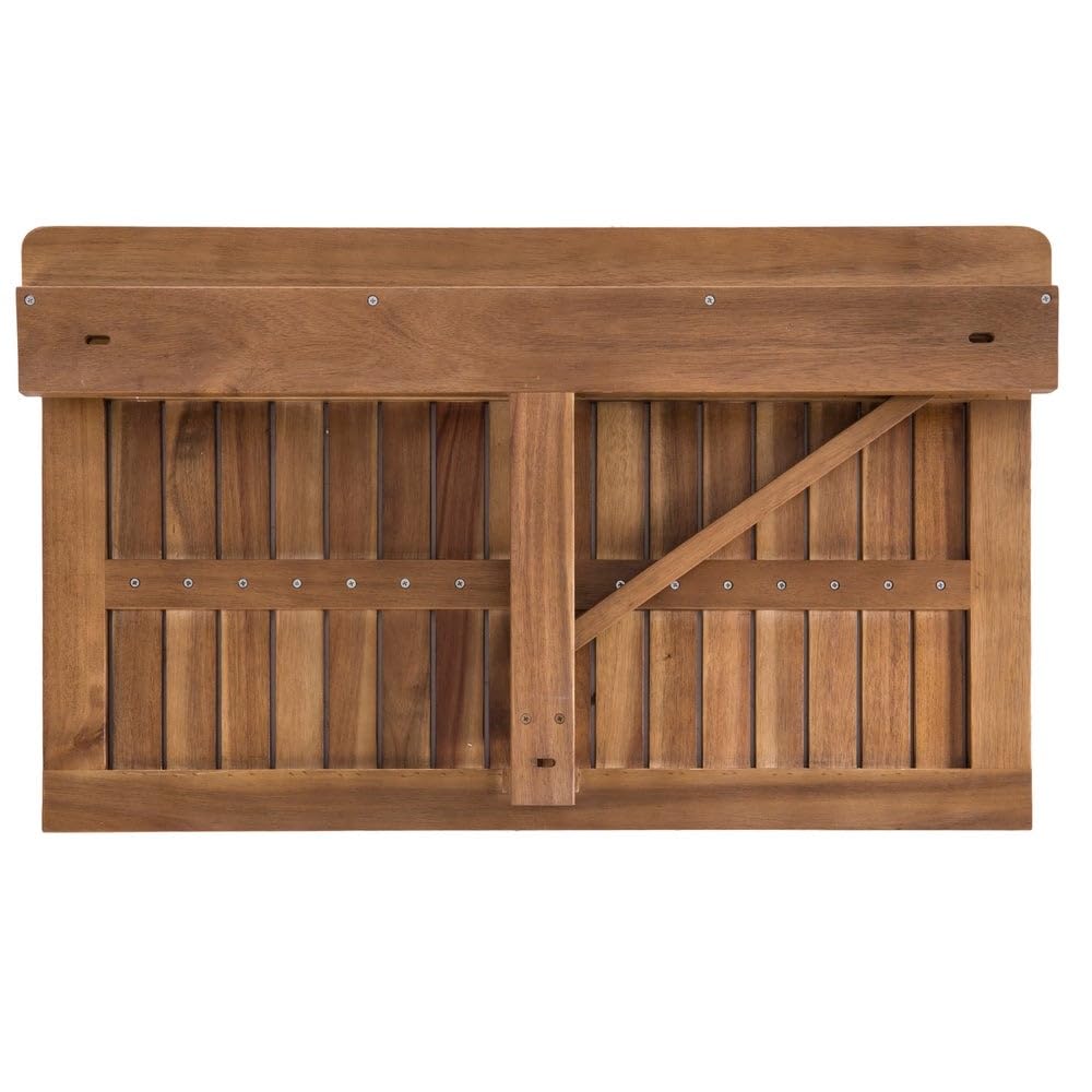 LOLAhome Mesa de Pared Plegable Abatible de 45x47x80 cm | Madera Acacia Maciza Natural Marrón | para Interior o Exterior Balcón, Terraza o Jardín - Colección Nina