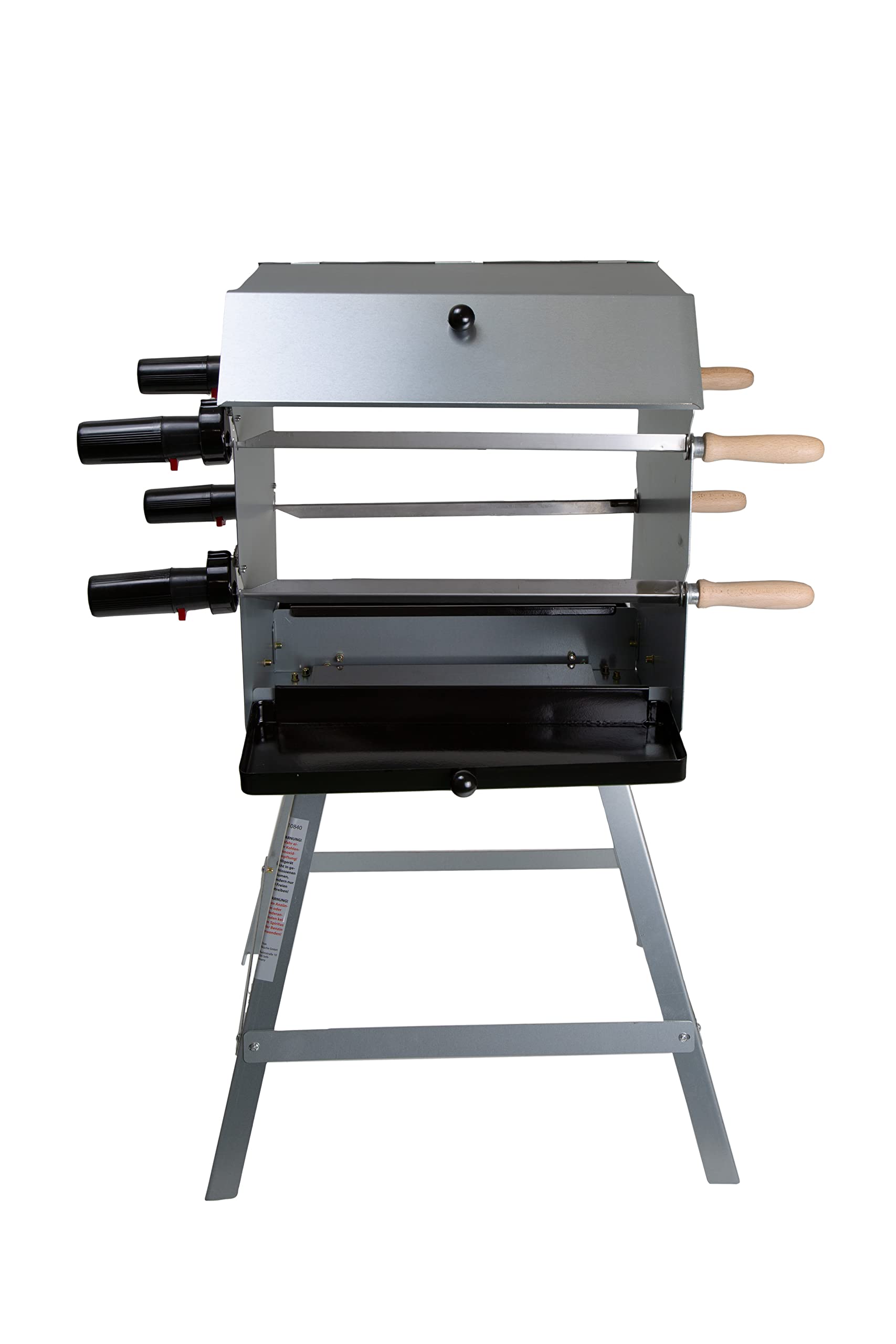 ACTIVA Mutzbratengrill I Premium Mangal Grill inkl. inkl. batteriebetriebem Motor & Spieße I Robuster Holzgrill für ein einzigartiges Grillerlebnis, aus Legierter Stahl