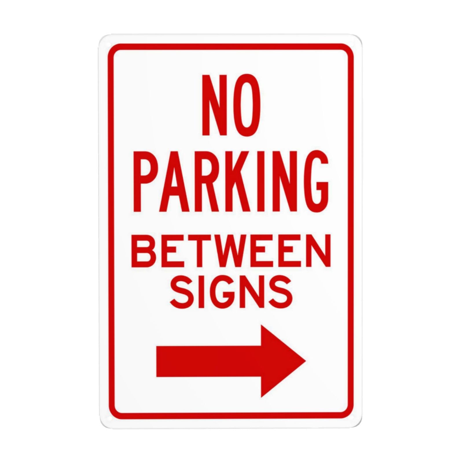 SMAZDFXX No Parking Between Signs Right Arrow Metal Warning Tin Sign Cautions Security for Street Business Decor 5.5"x8"