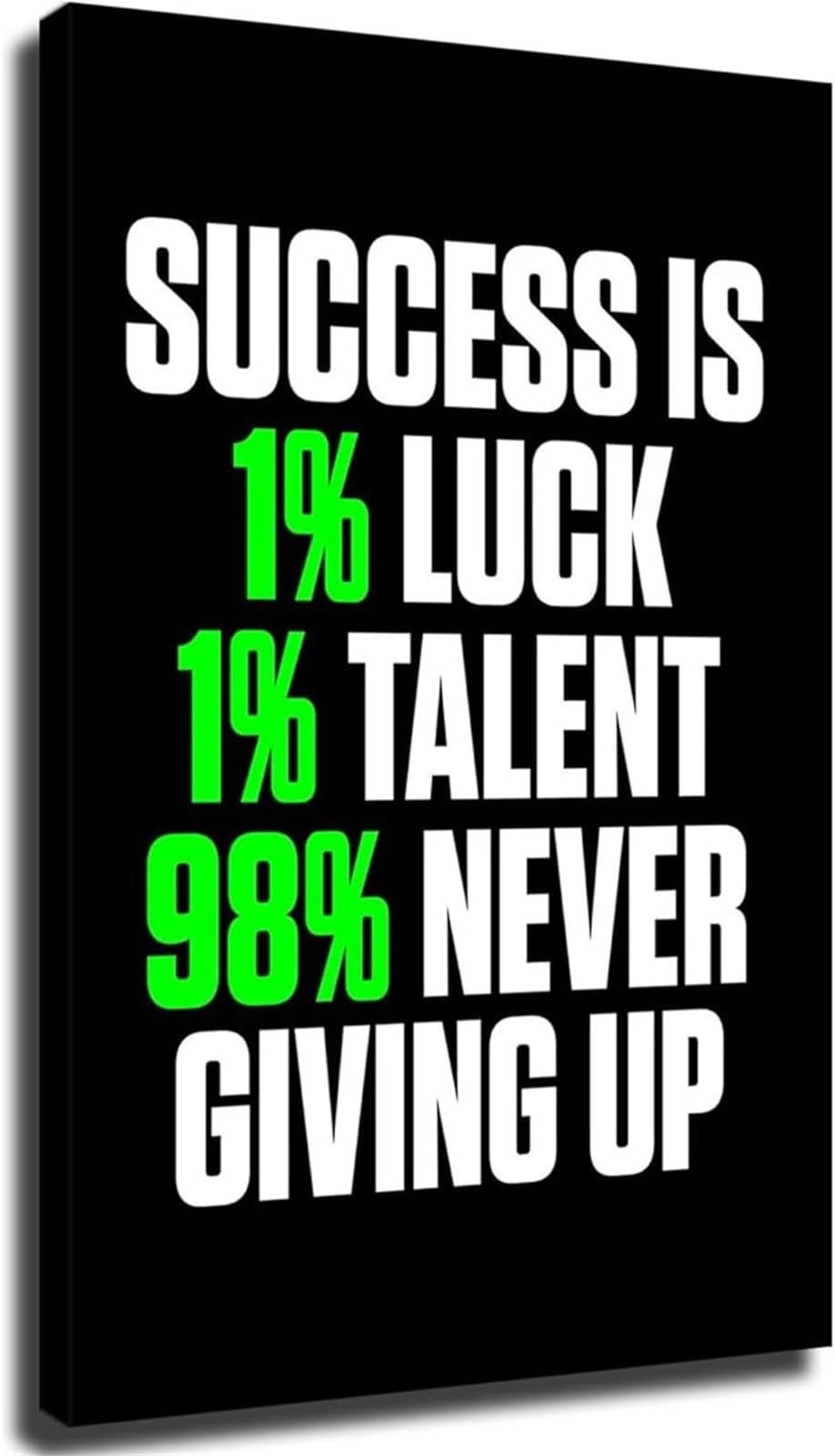 FNYUVNFAF Success Formula 1% Luck 1% Talent 98% Never Giving Up Inspirational Quote Poster Motivational Wall-Art for Home Office Framed,08x12inch(20x30cm)