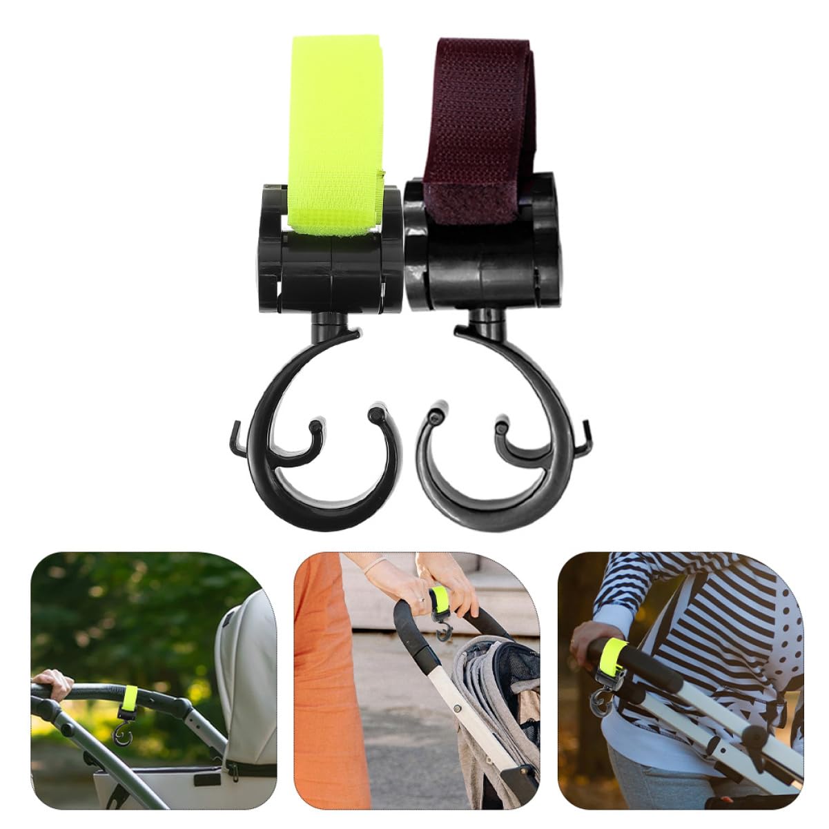 GLEAVI 2Pcs Stroller Hook Heavy Duty Stroller Strap Clips for Motorcycles and Electric Scooters Versatile Hangers for Diaper Bags Shopping Bags and More Easy to Use