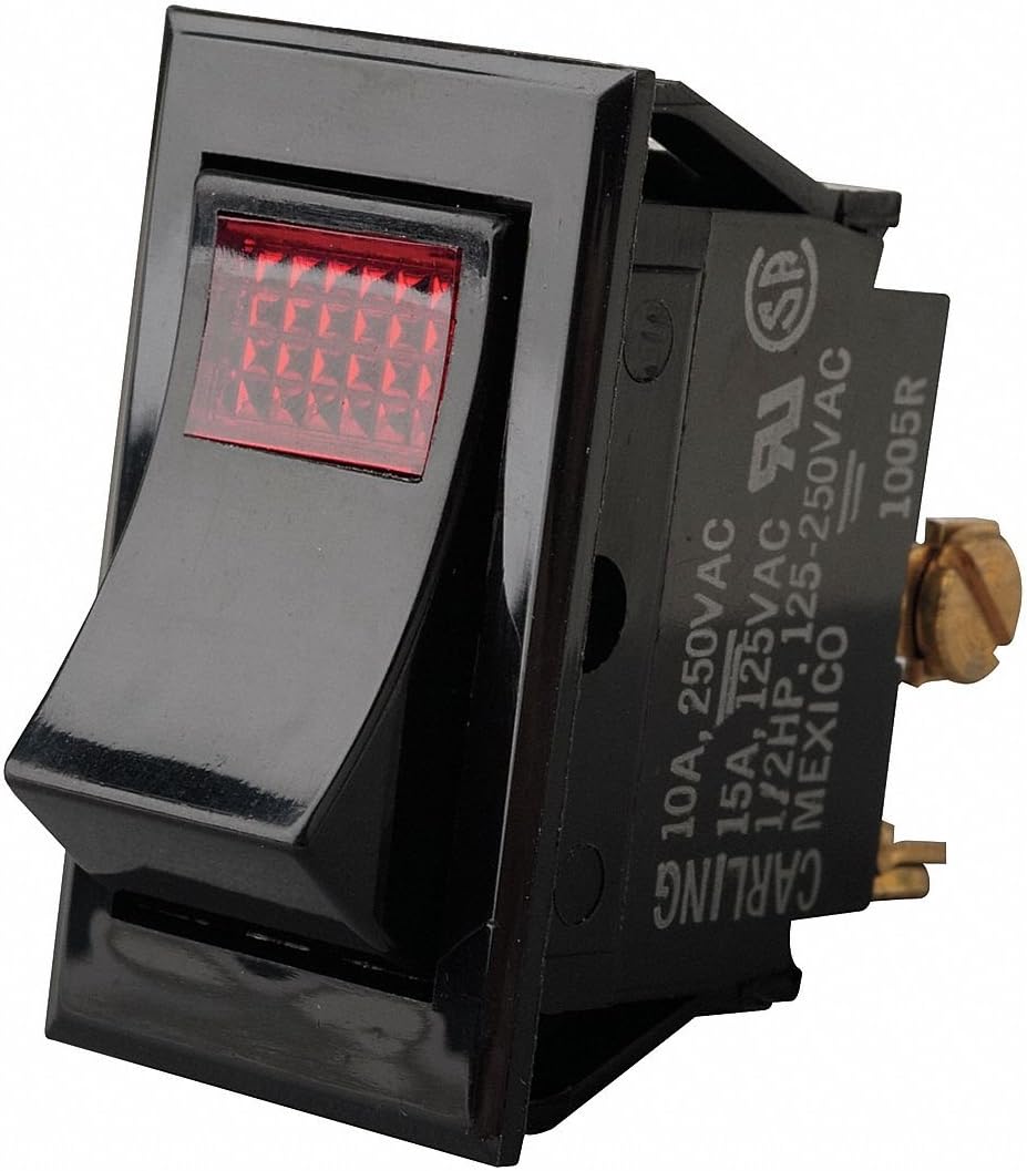 Carling Technologies Lighted Rocker Switch, SPST, 3 Connections