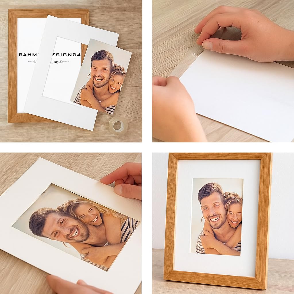 Lot de 5 passe-partout 40 x 50 cm pour l'extérieur 30 x 40 cm - Sans acide - Carton blanc crème - Découpe biseautée à 45° - Protection des images et photos