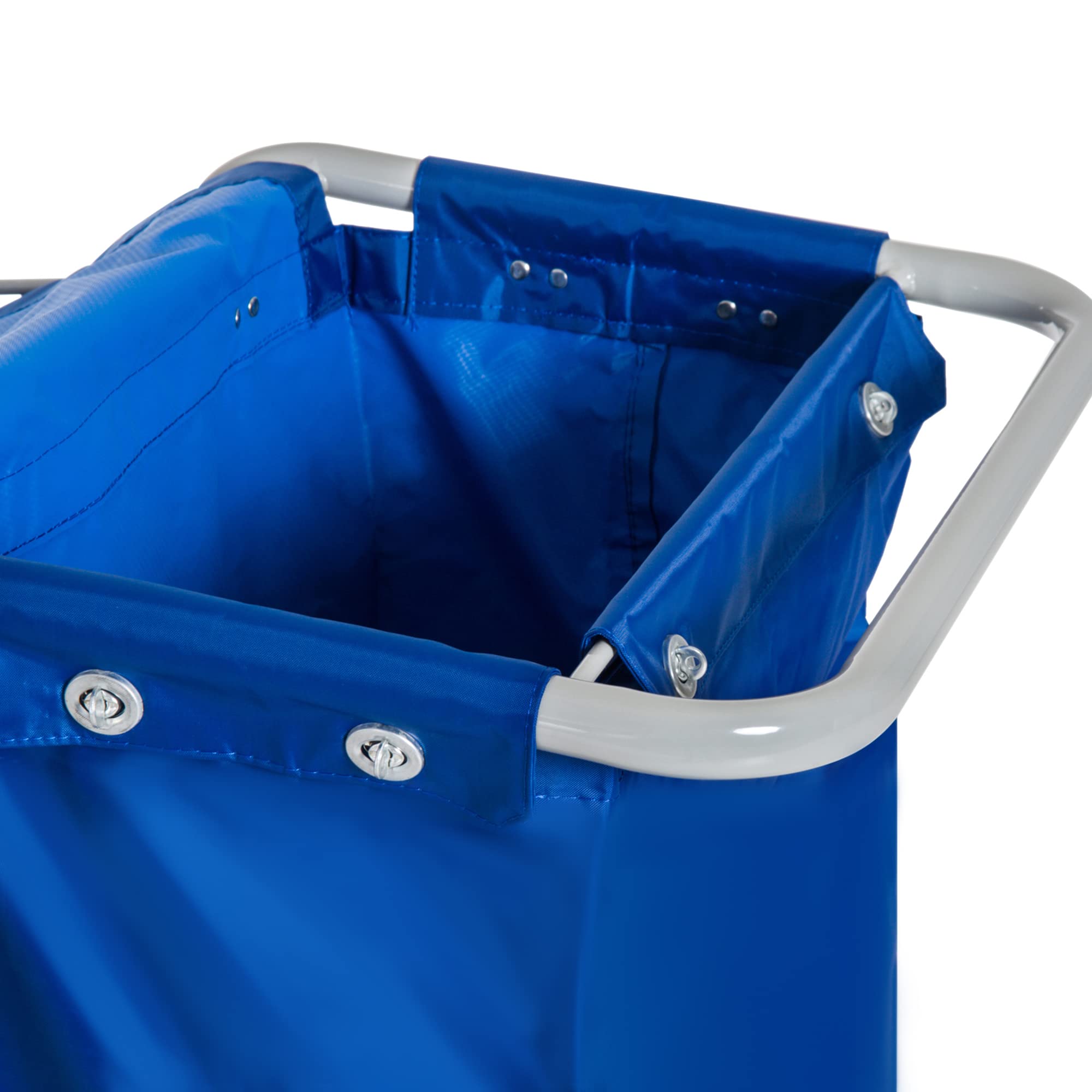 HOMCOM Putzwagen Reinigungswagen mit 2 x 18L & 2 x 6L Eimern Wischwagen Haushaltswagen mit Mopp-Presse, Aufbewahrungskorb, Blau Orange 93 x 80 x 97 cm