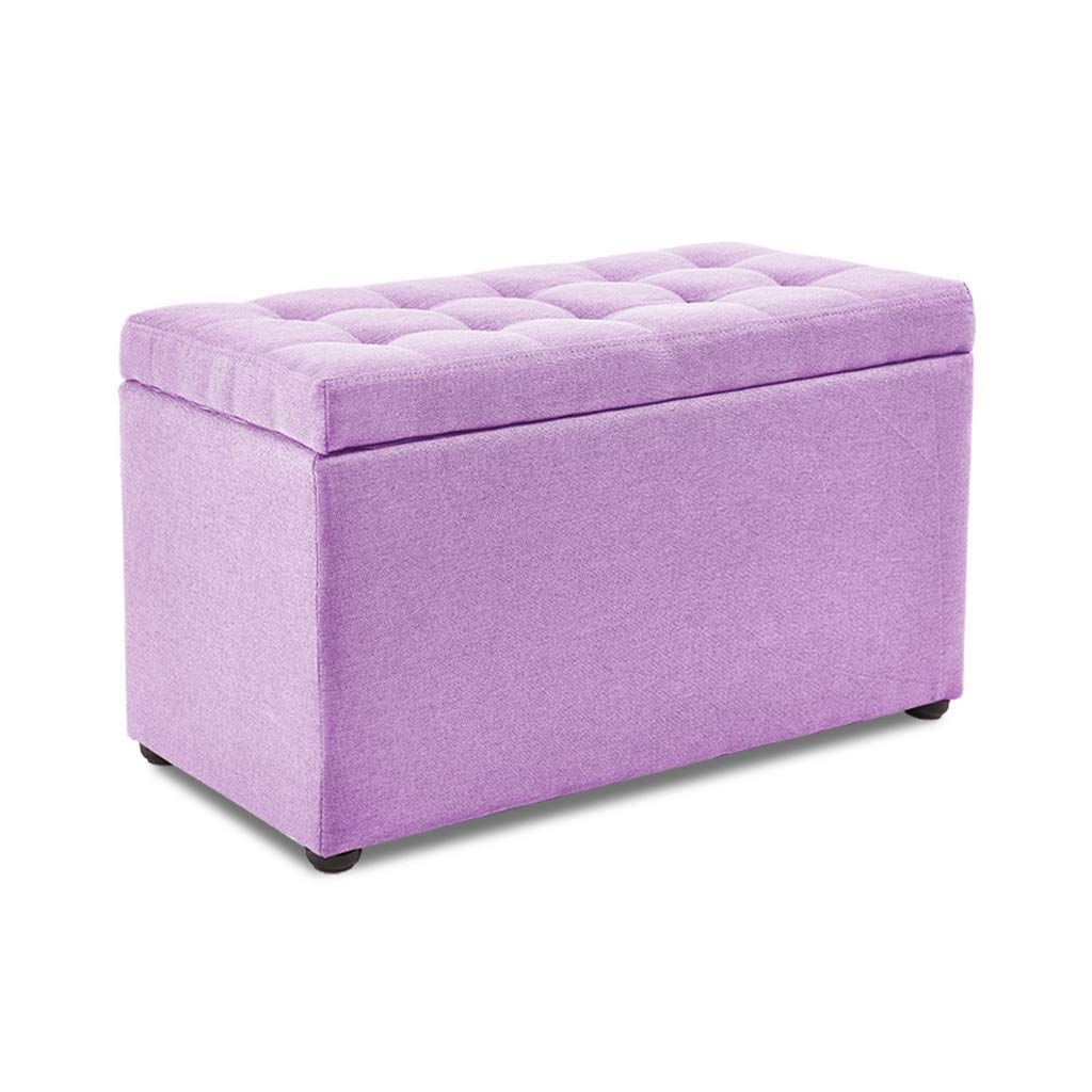 Chaise pouf et tabouret de rangement repose-pieds violet avec coffre à jouet