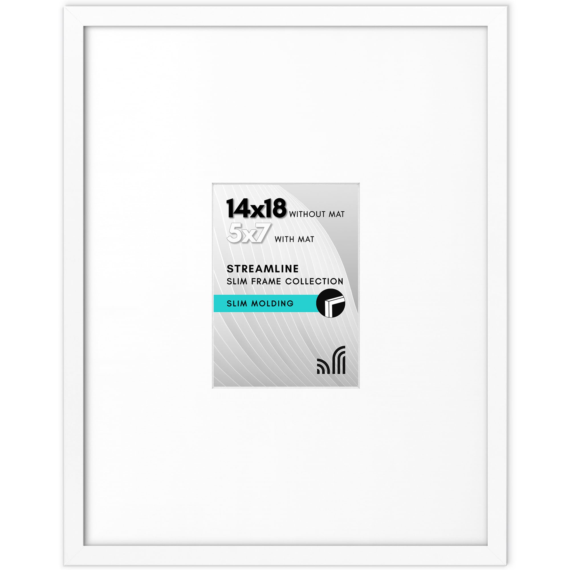 Americanflat 14x18 Picture Frame in White - Use as 5x7 Picture Frame with Mat or 14x18 Frame Without Mat - Thin Border Photo Frame with Plexiglass Cover - Vertical or Horizontal Wall Display
