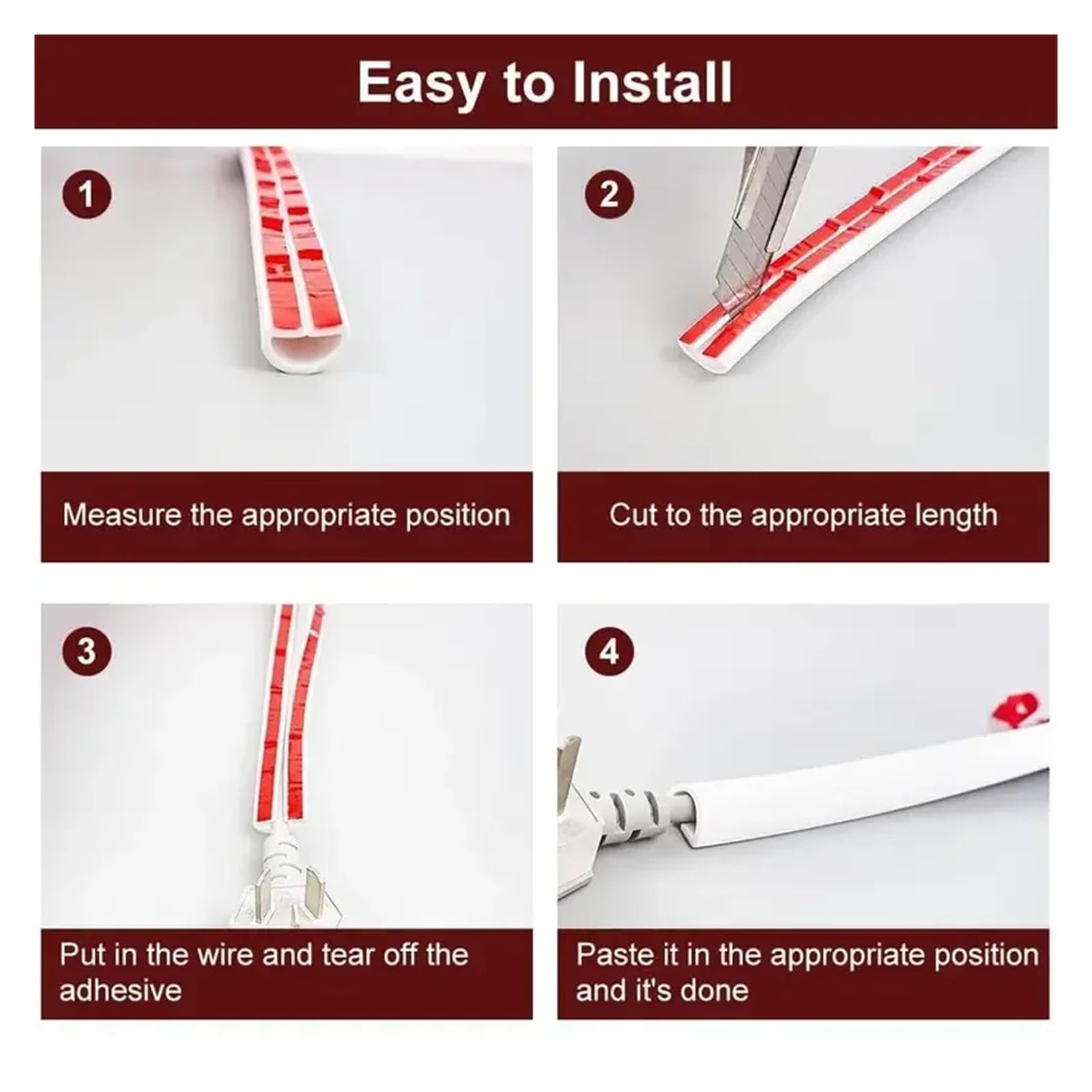 Pasacables Suelo 1 Canal de gestión de Cables, Cubierta Decorativa Invisible for Cables, Protector antipasos, Canal Adhesivo for Cables