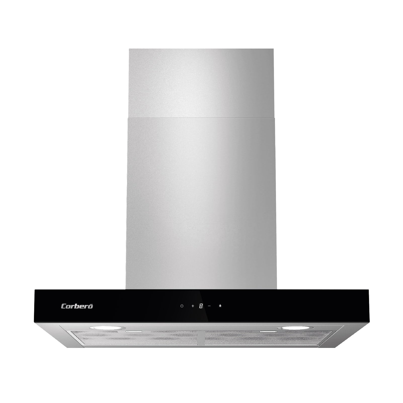 Cappa decorativa orizzontale nera, 60 cm, portata 750 m3/h, 230 W, 3 velocità, filtro alluminio 3 strati, filtro carbone, efficienza energetica A