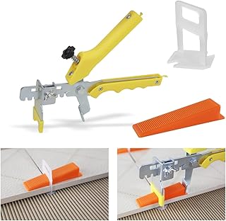 Tile Tools Tile Leveling System with Tile Plier - 300-Piece Tile Spacers Clips and 100-Piece Reusable Wedges - Tile Tools Set for Stone Installation (1/8 Inch Tile Spacers) 8119-8B