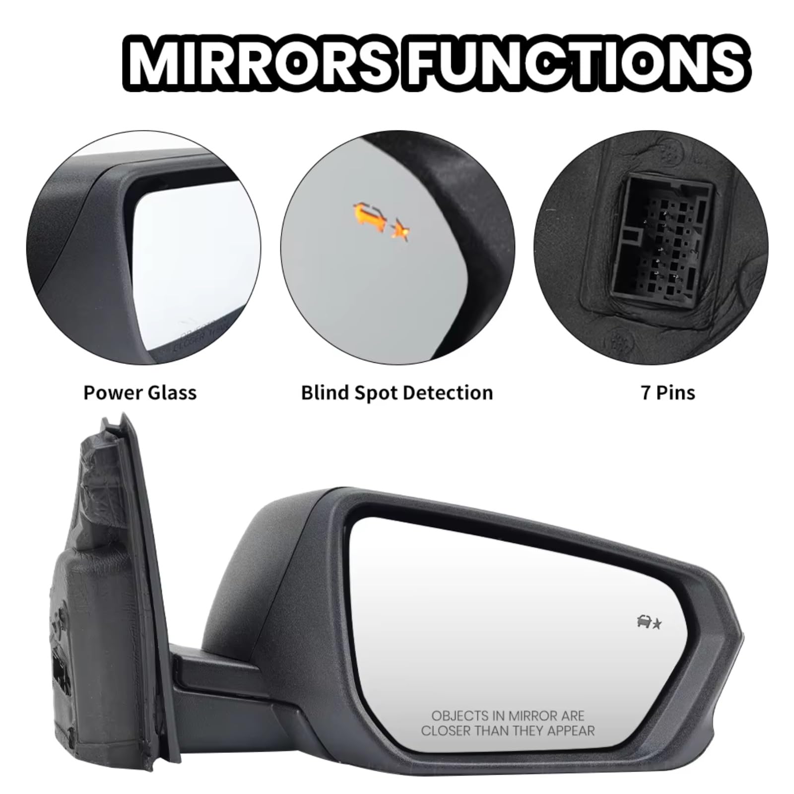 Para Chevrolet Para Equinox 2018-2022 Conjunto De Espejo Retrovisor Lateral De 7 Pines Versión Estadounidense Para Punto Ciego Calentado Espejo Retrovisor Conjunto