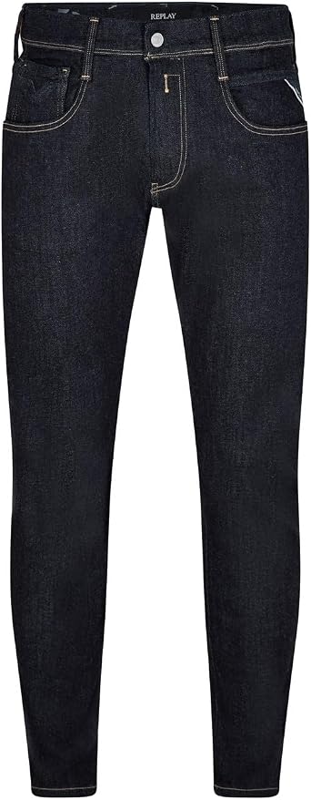 Replay Mens Anbass Slim-Fit Hyperflex Forever Dark Jeans with Stretch
