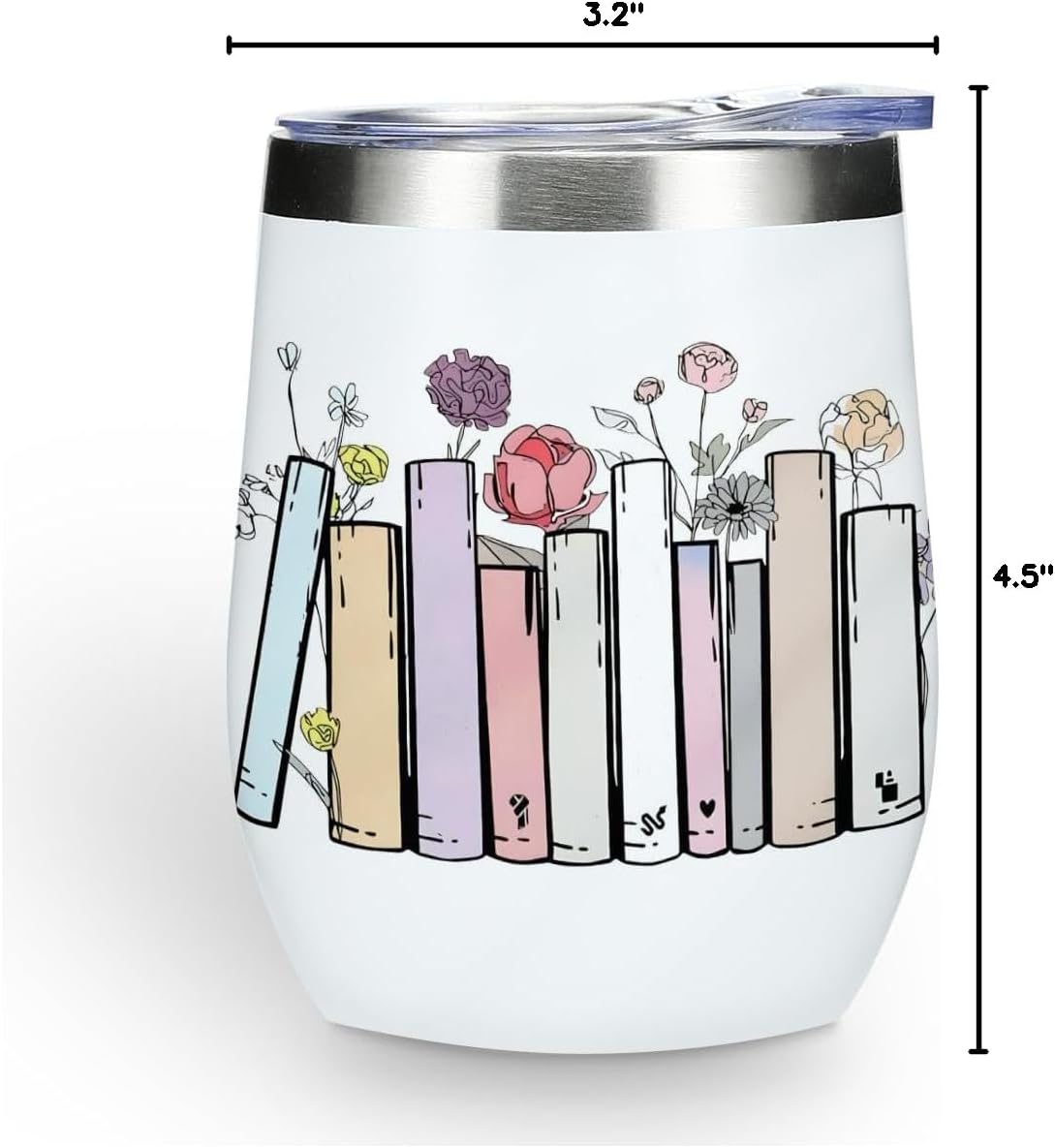 Inspired Tumbler Book Decor Book Lovers Gifts Bookish Coffee Mug Music Lover Gift for Women Mom Girls Sister Friendship Birthday Christmas 12 Oz Wine Tumbler Stainless Steel Coffee Thermos with Lid - Image 7