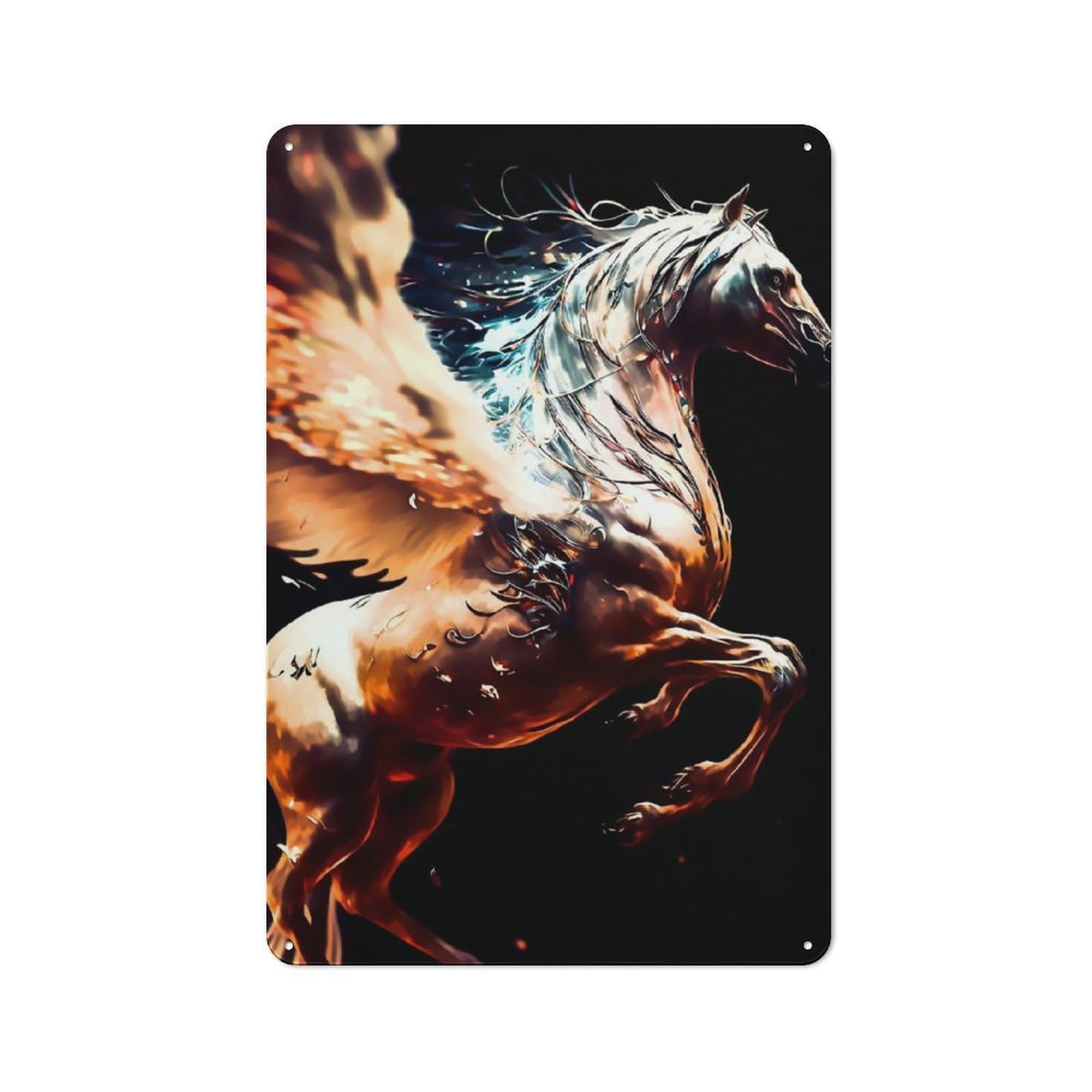 Junmoney Pegasus For Lounge Or Reading Corner, Rustic Tin Sign 30X20cm, For An Autumn Update To Lounge And Reading Corner