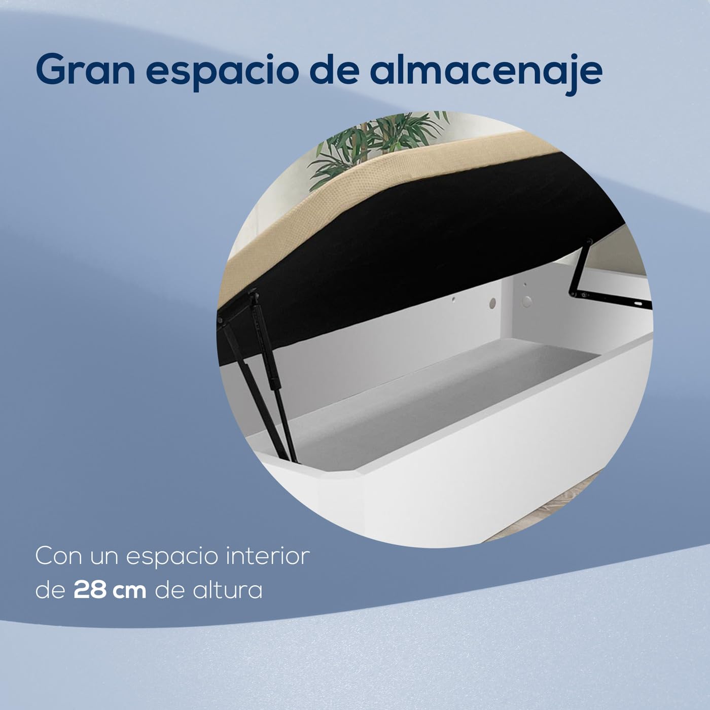 DUÉRMETE ONLINE - Canapé Abatible de Madera Súper Reforzado Gran Capacidad con Apertura Lateral, Transpirable y Resistente, Esquinas Redondeadas, 90 x 200, Blanco