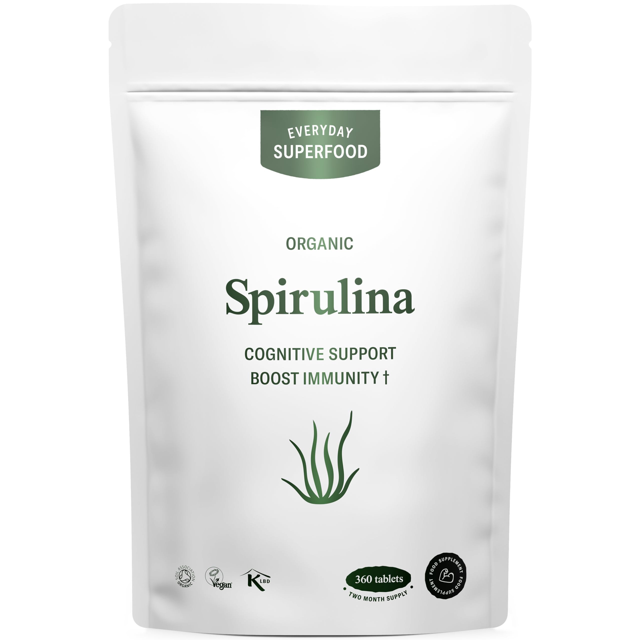 Organic Spirulina Tablets (360 Tablets) Raw Cold Pressed Spirulina Algae Certified Vegan & KosherEU Organic