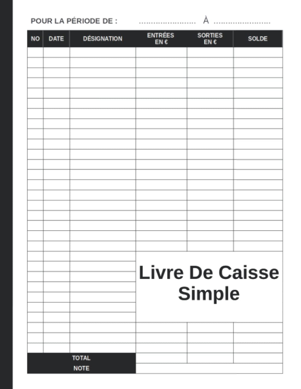 Livre De Caisse Simple - Journal Recettes Dépenses Format A5 (110 Pages)
