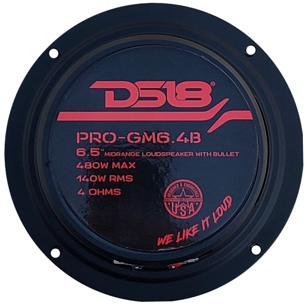 1 MIDRANGE Compatible con DS18 Pro-GM6.4B Altavoz de 16,5 cm 165 mm 6,5" de diámetro 140 Watt rms y 480 Watt MAX 4 Ohm sensibilidad 95 db + Sticker Gratis, 1 Pieza