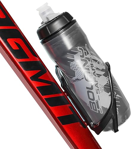Miniatura 9 de BOLANY Botella de agua para bicicleta de doble pared, 22 onzas, botella de agua deportiva con tapa fácil de abrir para empujartirar de silicona PP5