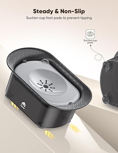 Miniatura 4 de Cuenco de agua para perros, 2.2 L sin derrames, con ventosa, almohadilla para los pies que reduce el relleno, dispensador antisalpicaduras sin