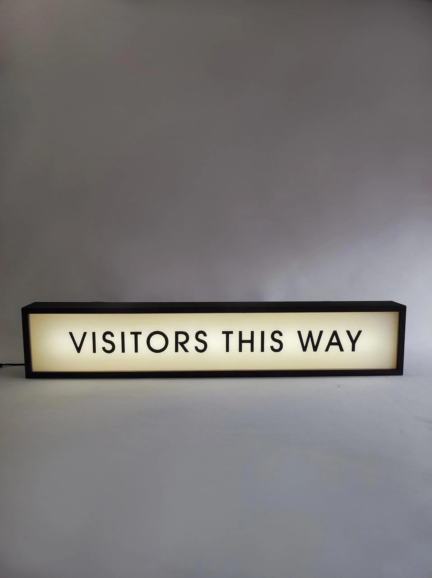Visitors this way RGB LED Neon Lightbox with Remote Control Wall Mountable Pulsing Studio Warning Sign Illuminated Lights Sign for Cinema Libraries Cafes Home Wall Decor USB Powered